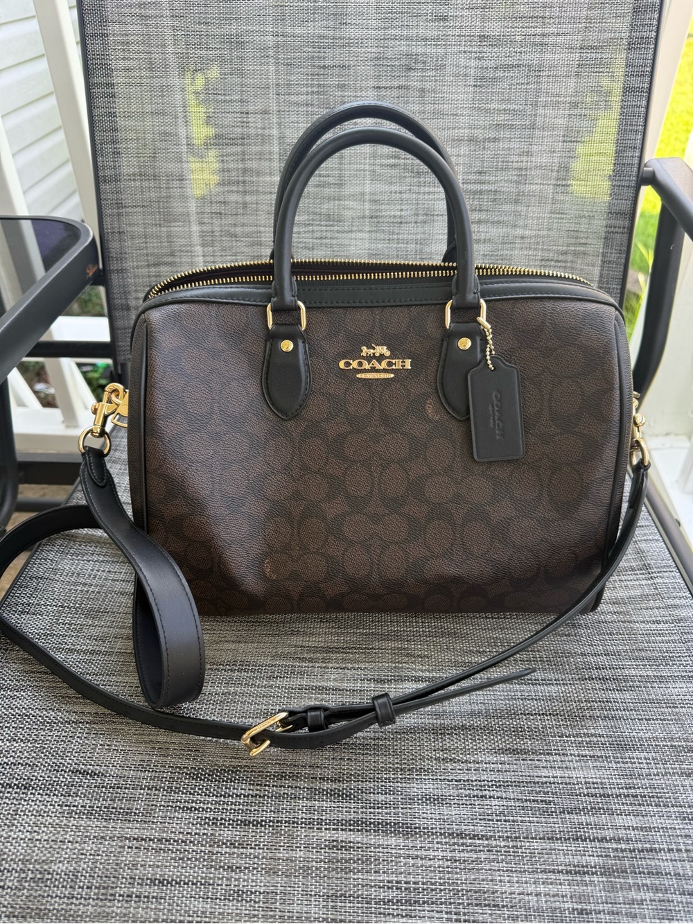 COACH Brown Signature Large Rowan - Picture 3 of 3